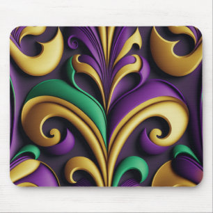 PURPLE GREEN GOLDMARDI GRAS FLEUR DI LIS MOUSE PAD