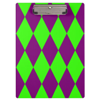 Purple Green Harlequin Checkered Design  Clipboard