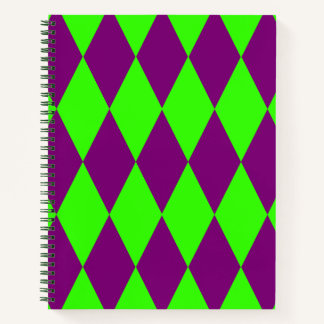 Purple Green Harlequin Checkered Design  Notebook