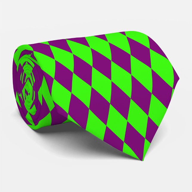 Purple Green Harlequin Checkered Design  Tie (Creator Uploaded)