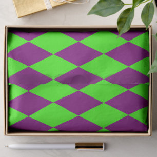 Purple Green Harlequin Checkered Design Tissue Paper