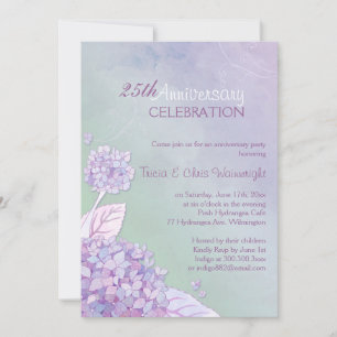 Purple + Green Hydrangea 25th Wedding Anniversary Invitation