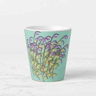 Purple Green Leaves Aqua Latte Mug