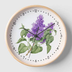 Purple Green Lilac Flower Botanical Clock