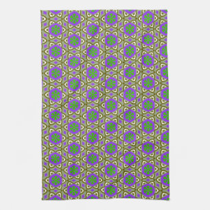 Purple + Green Lime Flower Pattern Kitchen cloth