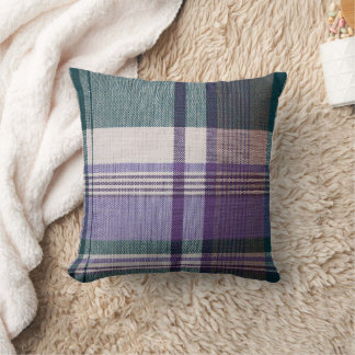 Purple Green Madras Pattern Mixture Cushion