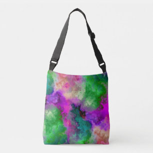 Purple Green Marbeled Effect Crossbody Bag