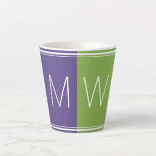 Purple Green   Modern   Motivational   MONOGRAM Latte Mug