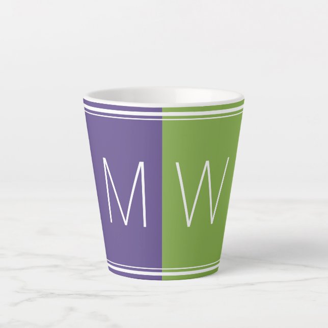 Purple Green | Modern | Motivational | MONOGRAM Latte Mug (Front)