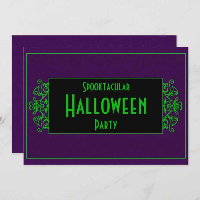Purple & Green Neon Invitation (Front/Back)