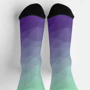 Purple green ombre geometric mesh pattern socks