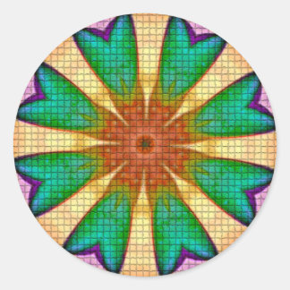 Purple Green Orange Flower Mandala Classic Round Sticker