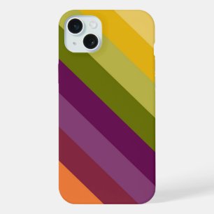 PURPLE GREEN ORANGE YELLOW STRIPES iPhone 15 PLUS CASE