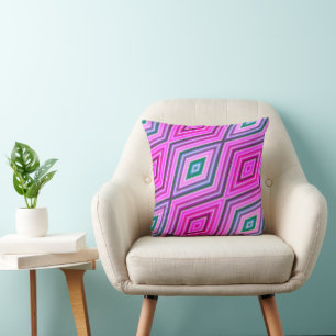 Purple Green Pastel Diamond Pattern Modern Cushion