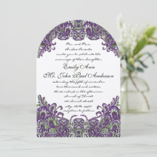 Purple & Green Peacock Wedding Invitations