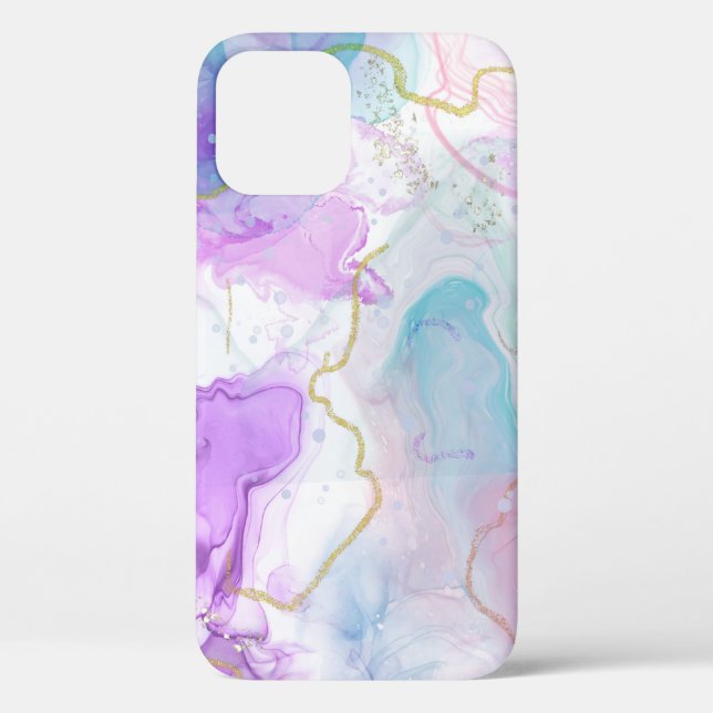  Purple, Green, Pink Flowing Colours Elegant Case-Mate iPhone Case (Back)