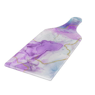 Purple, Green, Pink Flowing Colours Elegant Cutting Board