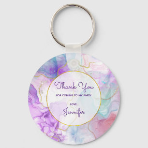 Purple, Green, Pink Flowing Colours Elegant Favour Key Ring