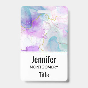 Purple, Green, Pink Flowing Colours Elegant ID Badge