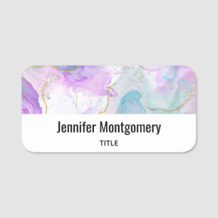 Purple, Green, Pink Flowing Colours Elegant Name Tag