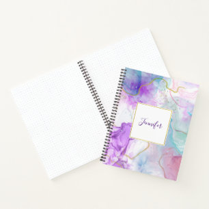 Purple, Green, Pink Flowing Colours Elegant Notebook