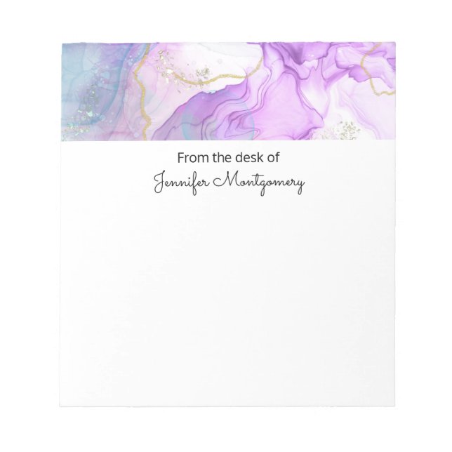 Purple, Green, Pink Flowing Colours Elegant Notepad (Front)