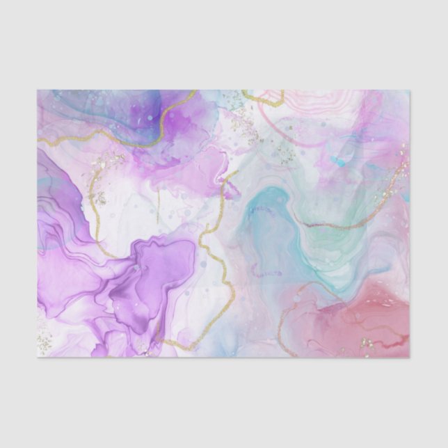 Purple, Green, Pink Flowing Colours Elegant Tissue Paper (Front)