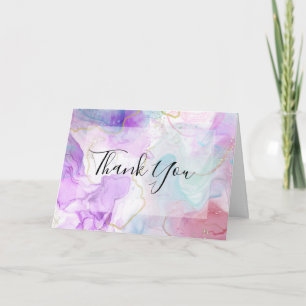 Purple, Green, Pink Flowing Colours Thank You Card