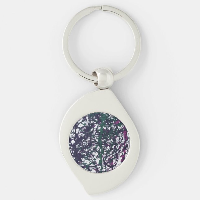 Purple, Green, Pink, Marble Artwork Key Ring (Front)