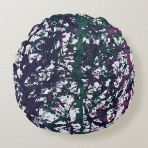 Purple, Green, Pink, Marble artwork Round Cushion