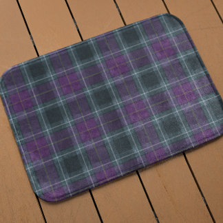Purple Green Plaid Bath Mat
