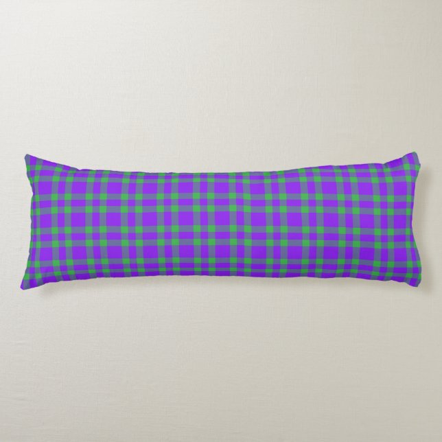 Purple Green Plaid Pattern Body Cushion (Front)