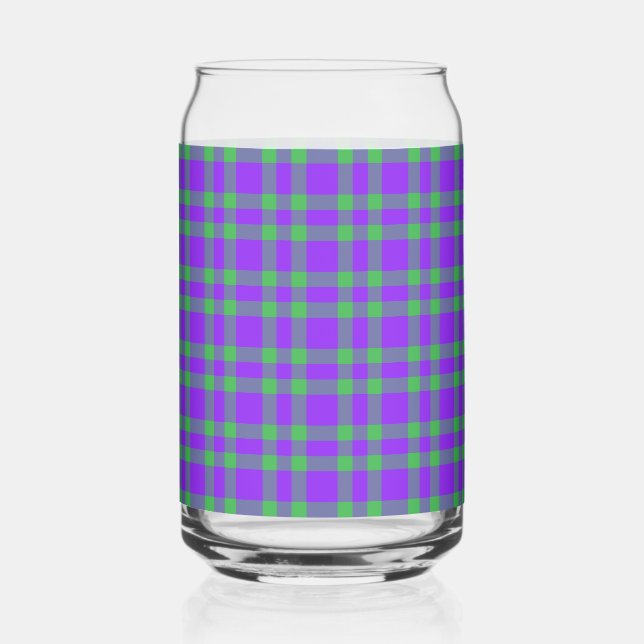 Purple Green Plaid Pattern Can Glass (Front)
