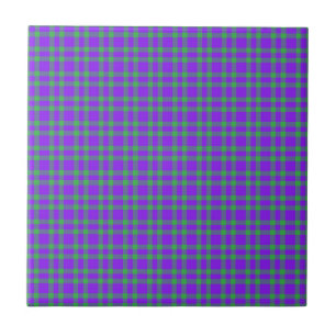 Purple Green Plaid Pattern Ceramic Tile