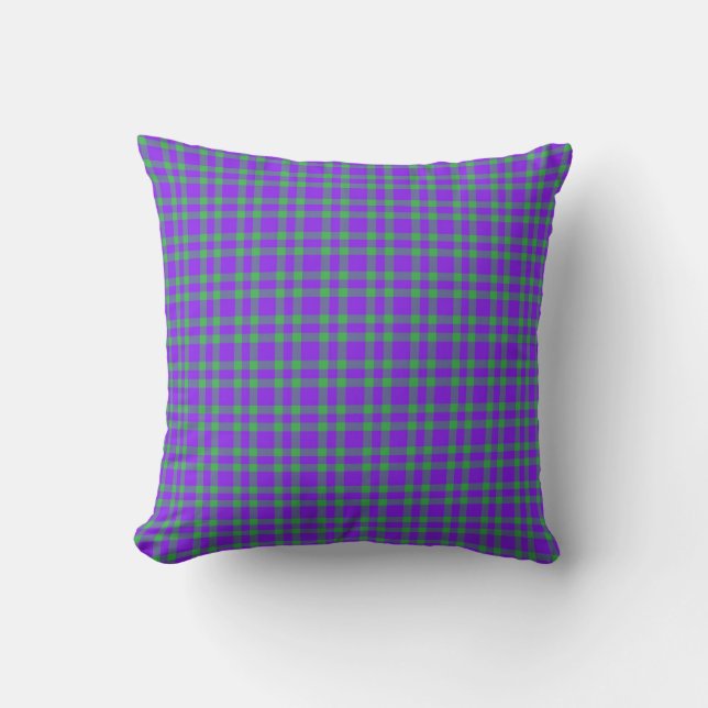 Purple Green Plaid Pattern Cushion (Front)