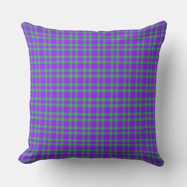 Purple Green Plaid Pattern Cushion (Front)