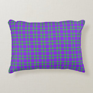Purple Green Plaid Pattern Decorative Cushion