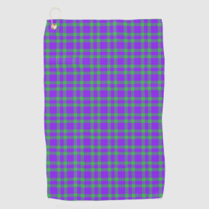 Purple Green Plaid Pattern Golf Towel