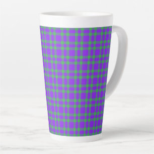 Purple Green Plaid Pattern Latte Mug