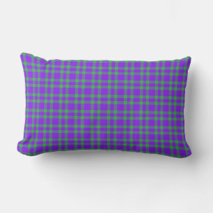 Purple Green Plaid Pattern Lumbar Cushion