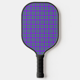 Purple Green Plaid Pattern Pickleball Paddle