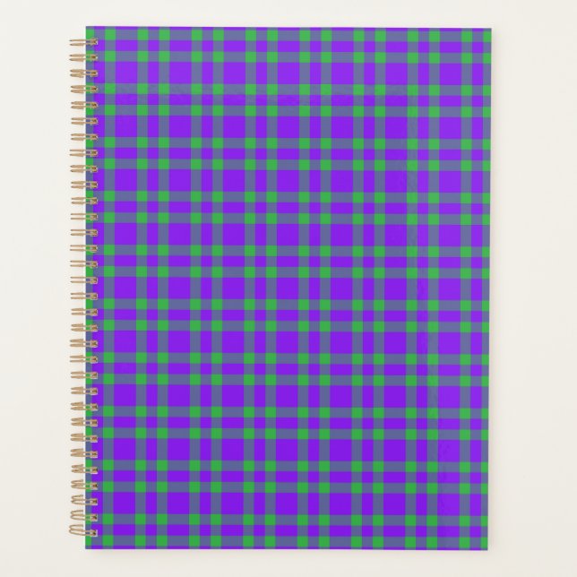 Purple Green Plaid Pattern Planner (Front)