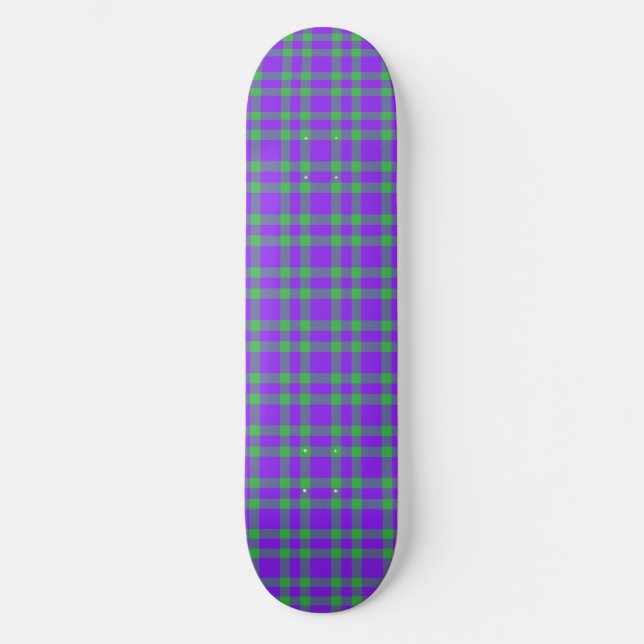 Purple Green Plaid Pattern Skateboard (Front)