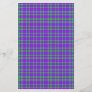 Purple Green Plaid Pattern Stationery