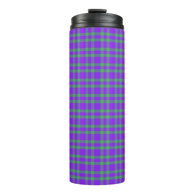 Purple Green Plaid Pattern Thermal Tumbler (Front)