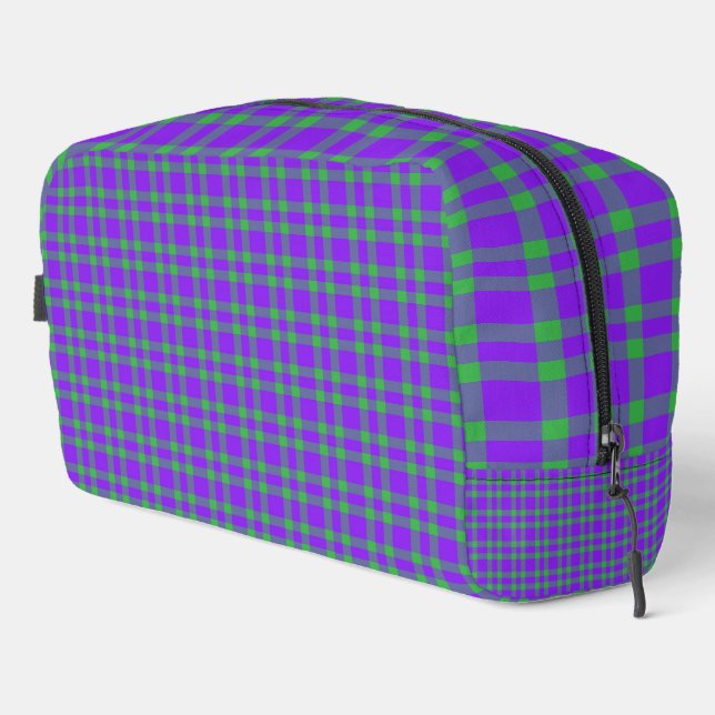 Purple Green Plaid Pattern Toiletry Bag (Right Corner)