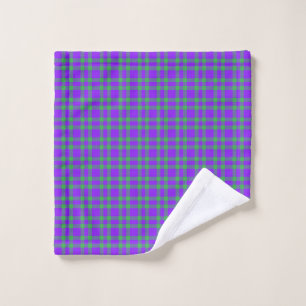 Purple Green Plaid Pattern Wash Cloth