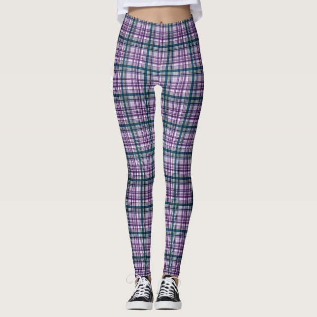 Purple/Green Plaid Women's Leggings (Front)