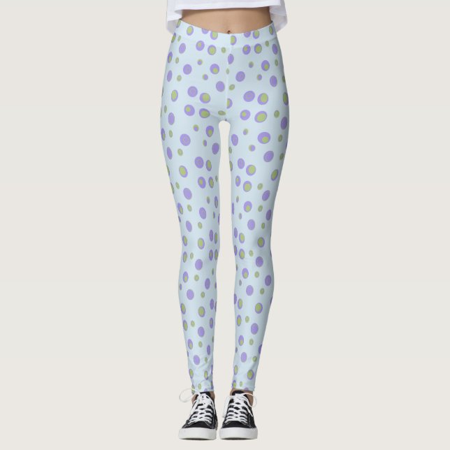 Purple Green Polka Dot Apparel Leggings (Front)