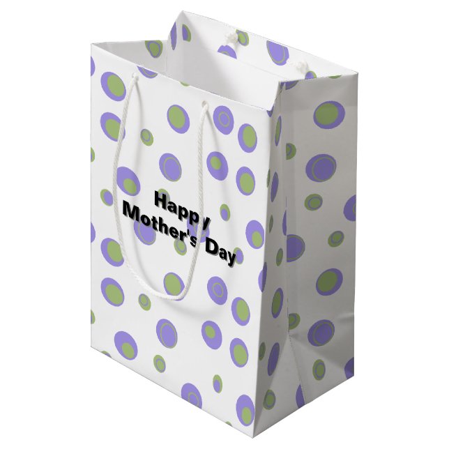 Purple Green Polka Dot Modern  Medium Gift Bag (Front Angled)